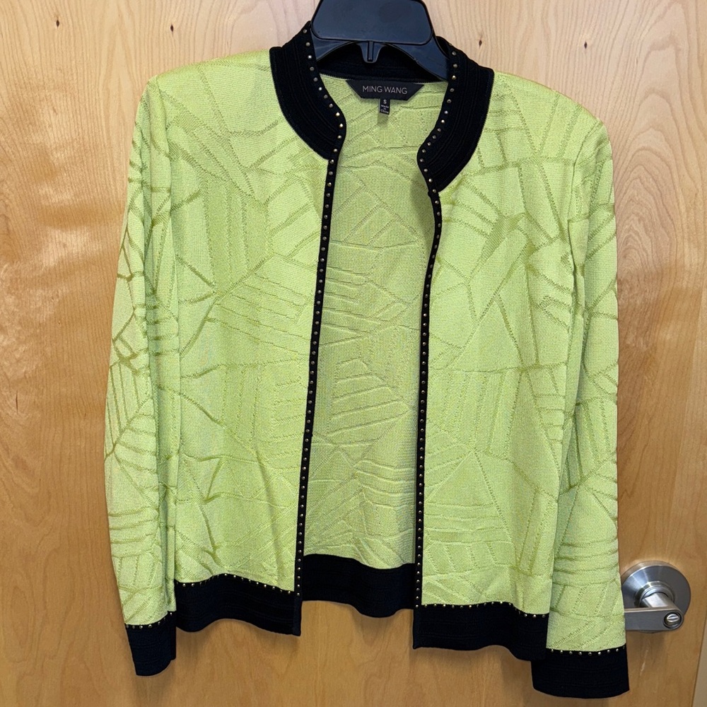 Ming Wang Lime and Black Textured Jacket